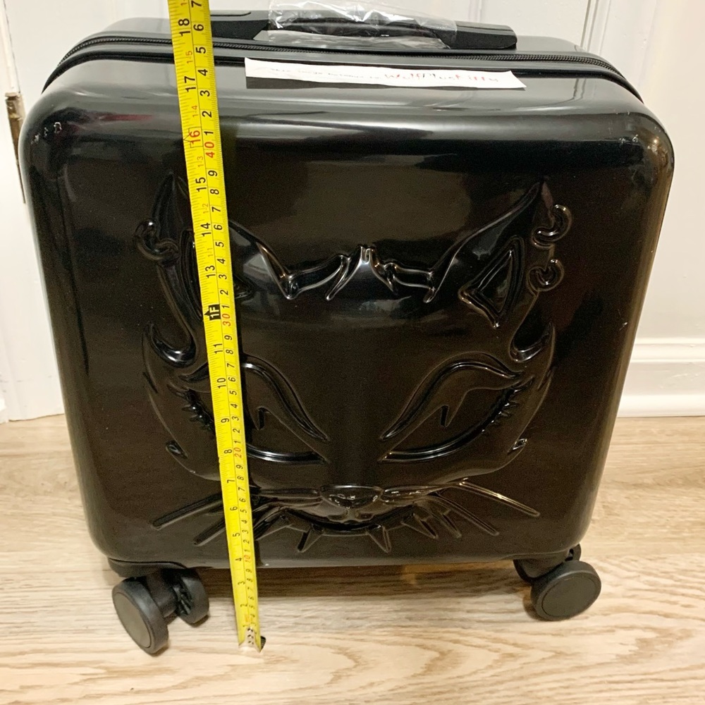 Dolls Kill Pretty Positive Cattitude Kitty Cat Rolling Suitcase - Black - NEW - Picture 13 of 14